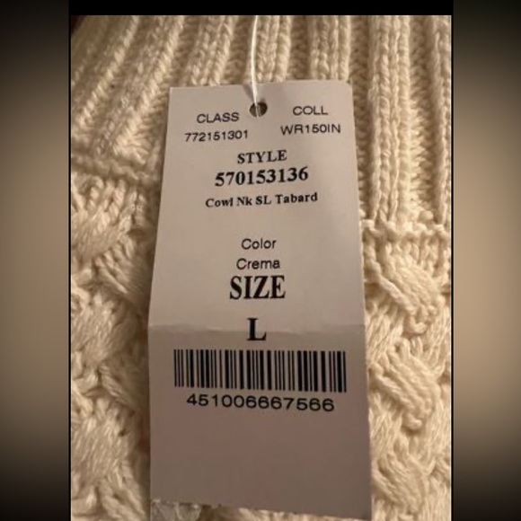 WHBM Sleeveless Mock Neck Cream Colored Tabard - Picture 5 of 6